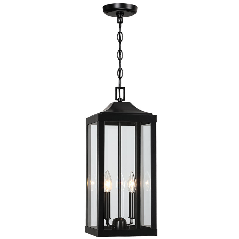 Gaudencia 2 -Bulb 20'' H Outdoor Hanging Lantern, Matte black