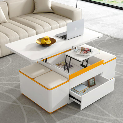 Ensemble de tables basses pliantes multifonctionnelles avec tabourets de rangement