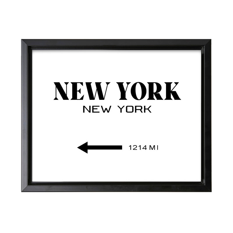 Plaque de New York, Cadre noir, Canevas, H 08 po x l 10 po