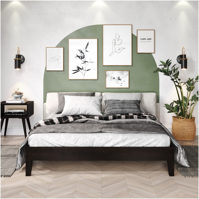 Grand lit plateforme - Naturel, Grand lit, Marron foncé