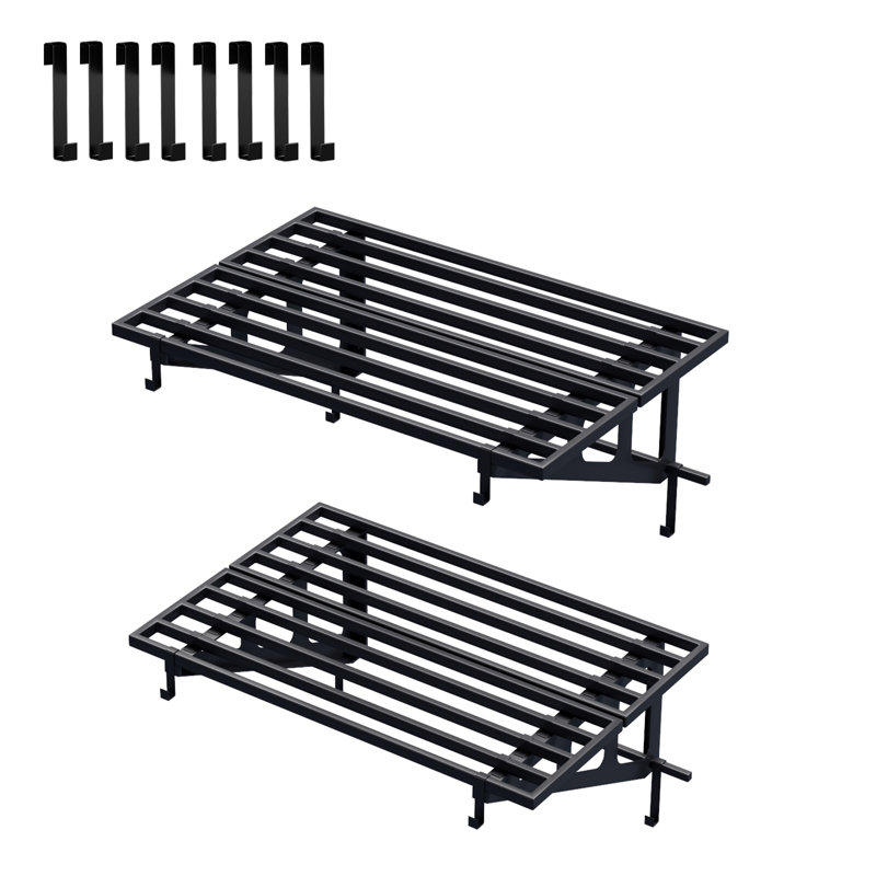 Heavy Duty Steel Garage Wall Shelving 2' x 3'Heavy Duty Steel Garage Wall Shelving, 2-Pack Garage Shelves Wall Mounted with Hooks