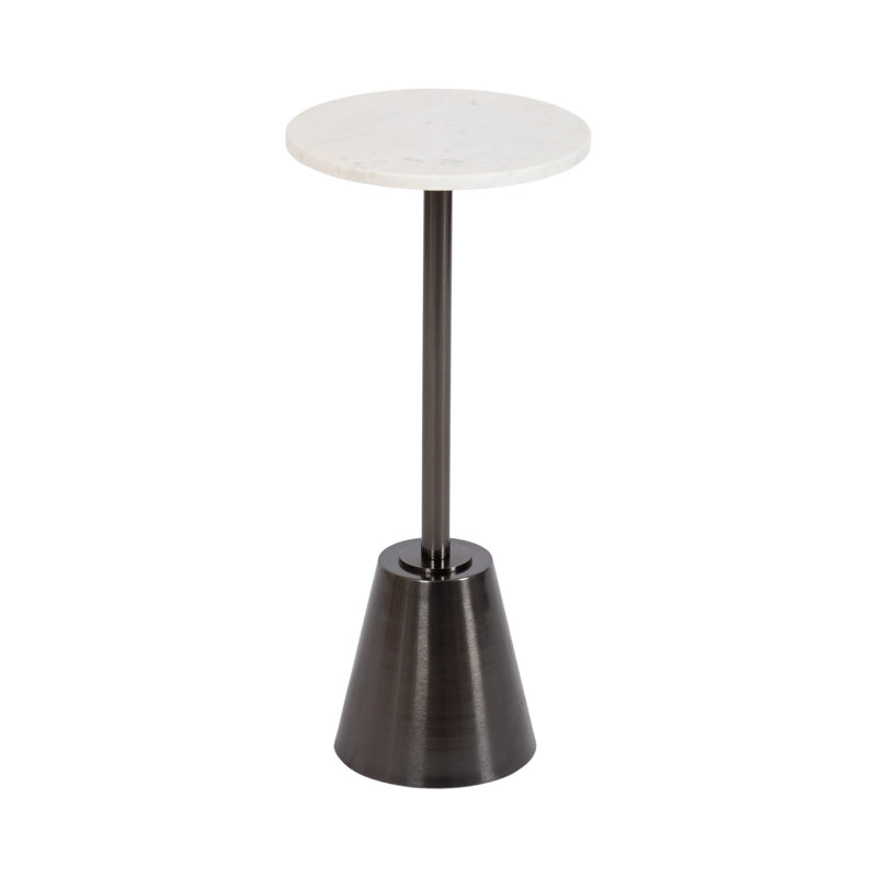 Table ronde en marbre et métal, Argent argent