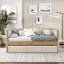 Lit de jour moderne transitionnel avec couchette coulissante, revêtement beige Boucle et finition en bois naturel