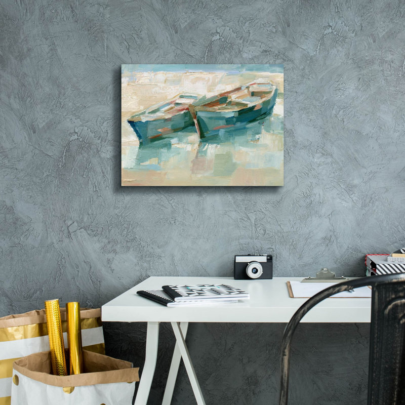 «Mosaic Beached Boats 1» par Ethan Harper, art mural sur toile, H 12 po x l 16 po