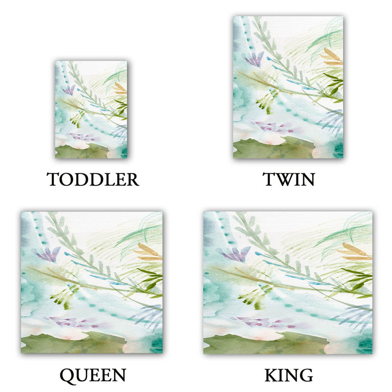Ensemble de housse de couette pour grand lit DiaNoche en microfibre par Sheila Golden - fleurs bleu sarcelle