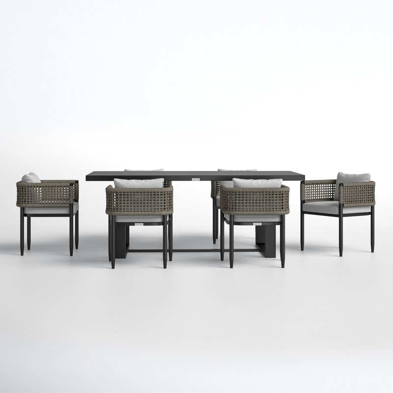Scotia 79'' Rectangular Outdoor Dining Set with Cushions, 6