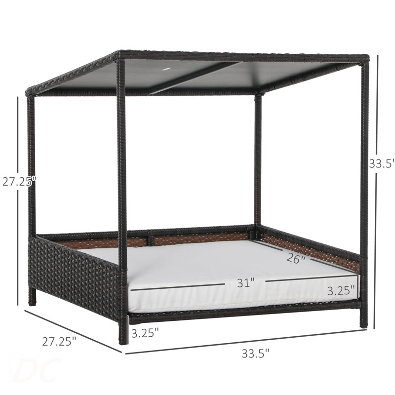 Dog House Raised Rattan Puppy Bed