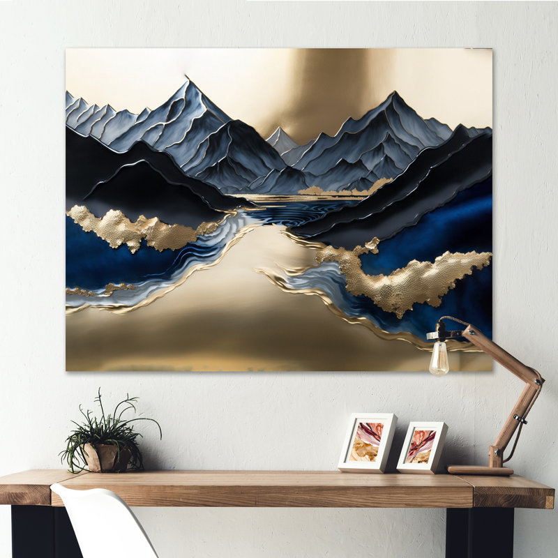 Geismar Golden Mountains And River - montagnes, impression sur toile, H 30 po x l 40 po x P 1,5 po, Toile tendue