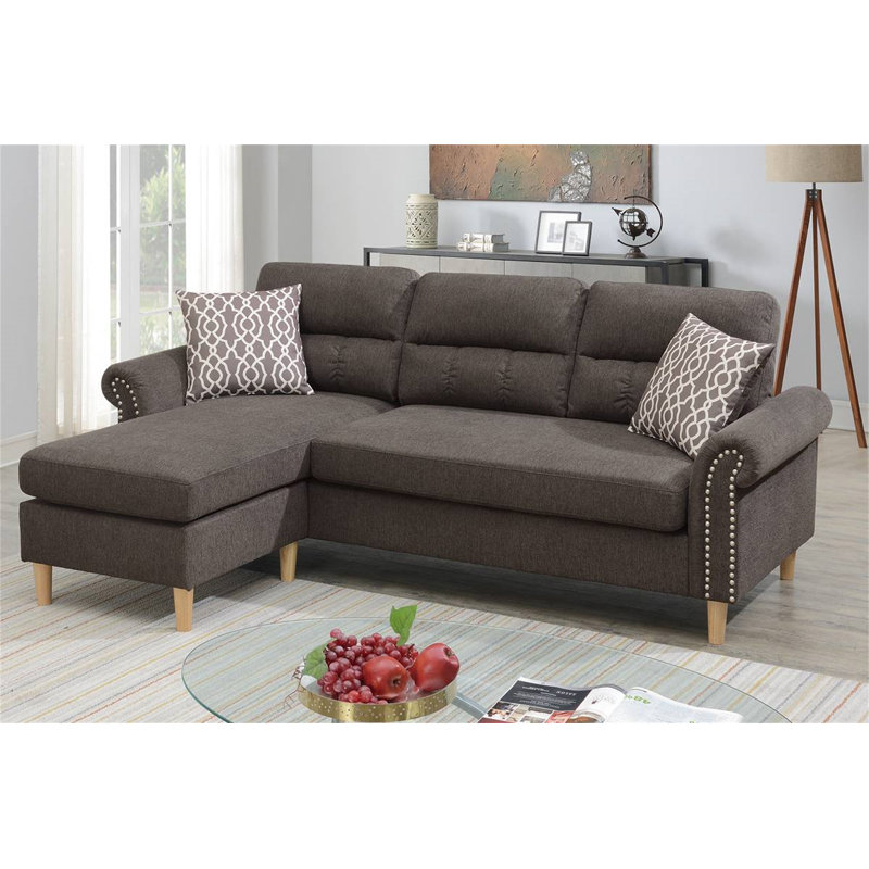 Ensemble de canapé modulaire réversible en polyfibre brun clair, Tissu tan
