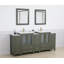  Meuble-lavabo autoportant à double cuve encadré avec plateau en céramique et miroirs assortis de 84 po-106870364