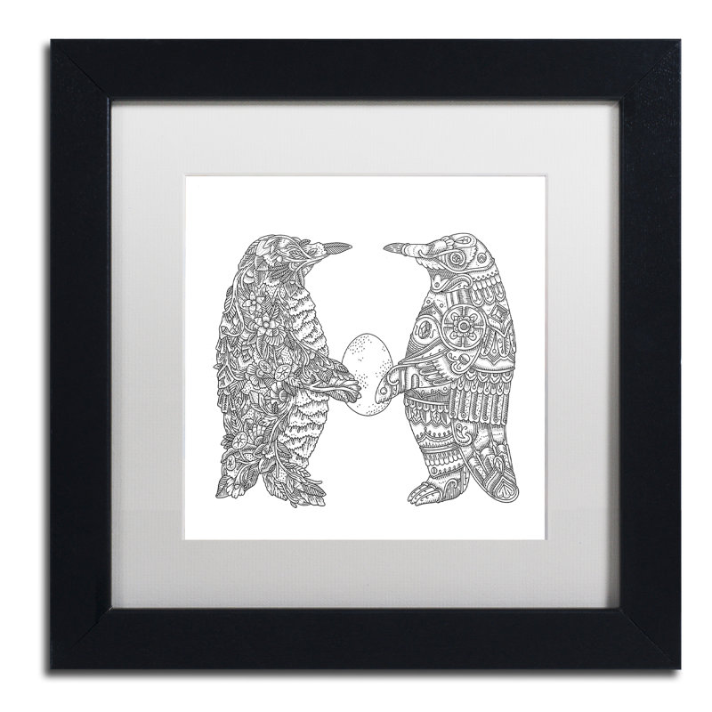 Chouquer «Penguin Lovers», impression sur toile encadrée, H 11 po x l 14 po x P 0,5 po, Blanc