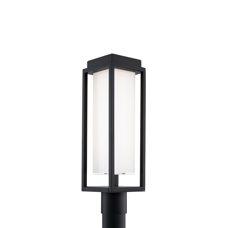Framed Dimmable LED Outdoor Post Light, 3000K Color Temperature, Black