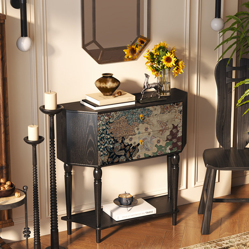 Armoire d'entrée française en bois massif, Noir