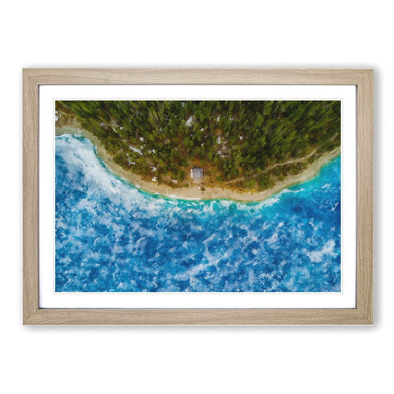 Beach in Canada - Picture Frame Painting, 36cm H x 48cm W x 2cm D, Oak Framed