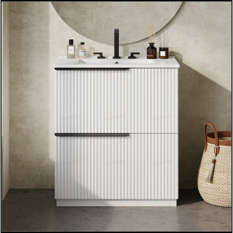 Meuble-lavabo de 30 po avec glissières et évier à fermeture en douceur