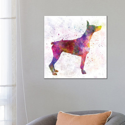 Doberman In Watercolour by Paul Rommer - Wrapped Canvas Painting