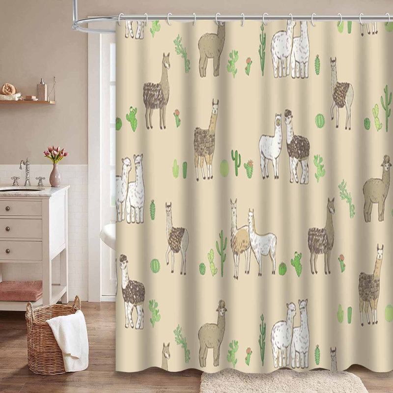 Rideau de douche imperméable Cactus, L 72 po x l 84 po