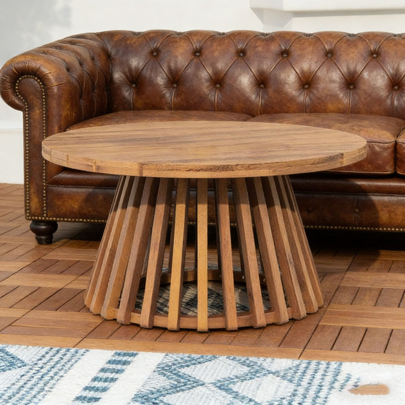 Table basse en bois, Teck clair