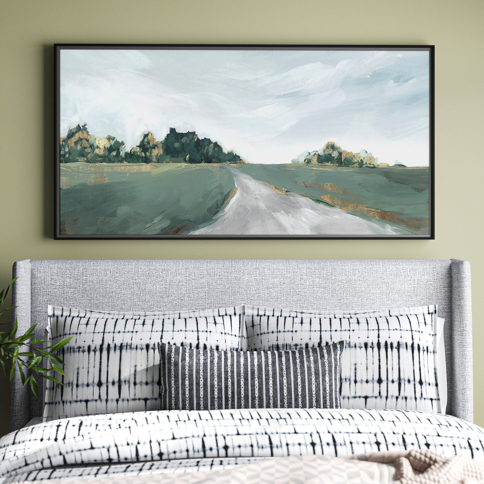 Waynesfield "Field Of Dreams" Print by Isabelle Z, 25.5" H x 49.5" W, Picture Framed Canvas, Black