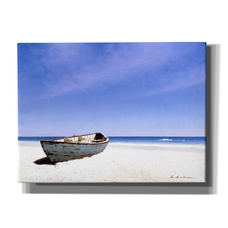 "Breakwater Bay" Beached Boat 3 "par Zhenhuan Lu, art mural sur toile, H 40 po x l 54 po x P 1,5 po