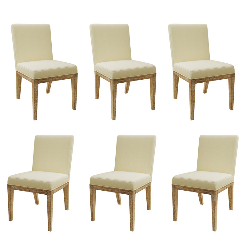 Modern Upholstered Dining Chairs, Armless Kitchen Side Chairs with Solid Wood Legs, Beige 