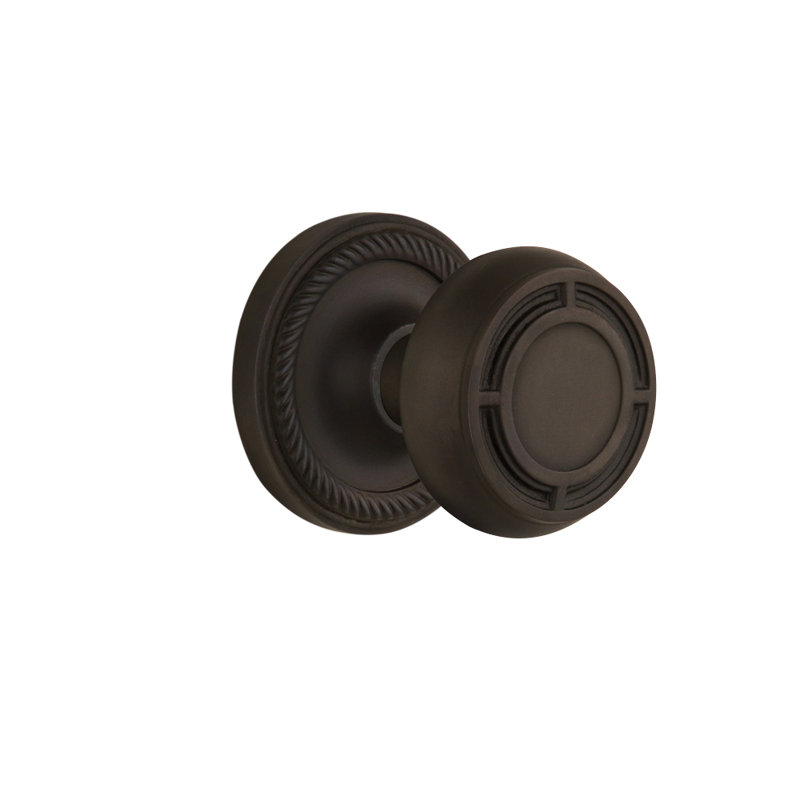 Rope Rosette with Mission Door Knob, Oil-Rubbed Bronze, 2-3/4”