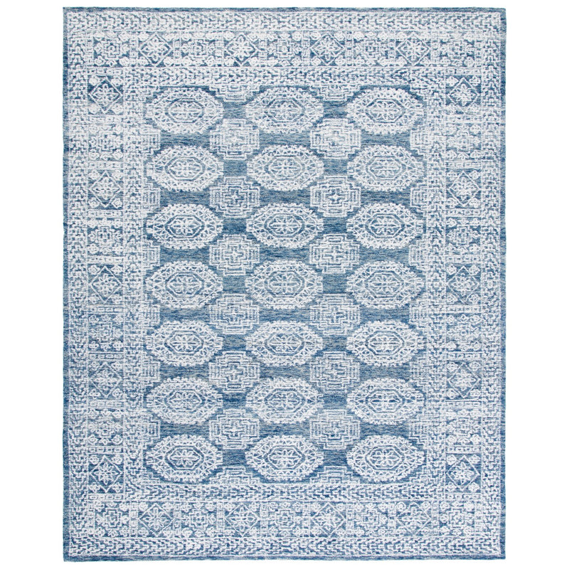 Metro Hand Tufted Wool/Cotton Oriental Rug in Blue/Gray, Rectangle 9' x 12'