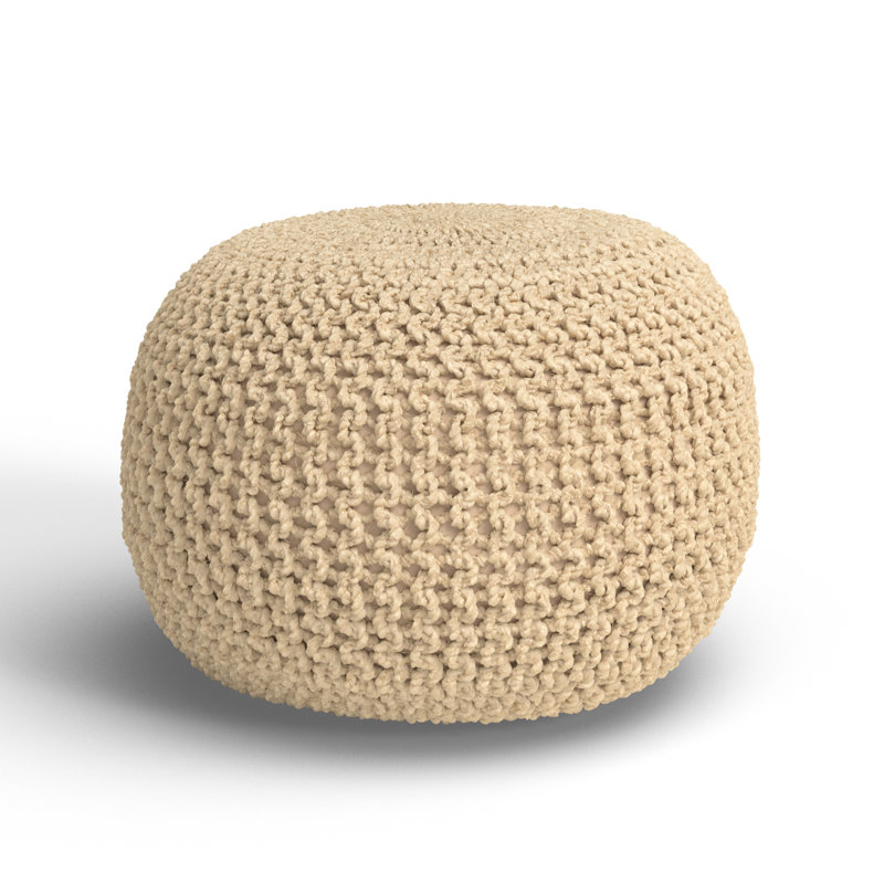Marah 20" Wide Round Pouf Ottoman, Medium Gray