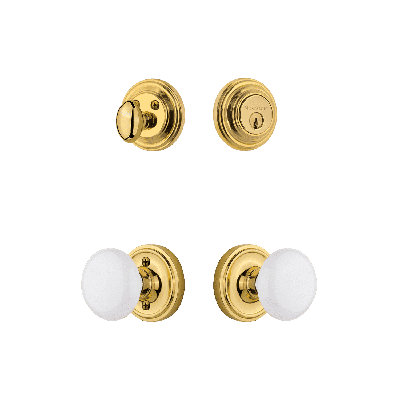 Nostalgic Warehouse Classic Rosette Entry Set with White Porcelain Knob