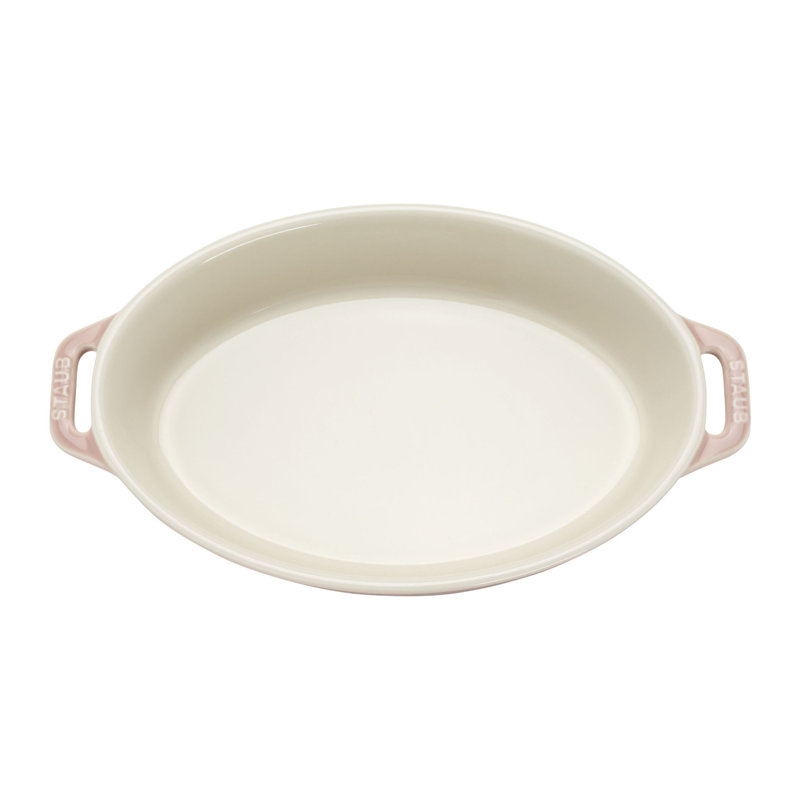 Staub Ceramic 4-Pc Baking Pans Set, Casserole Dish With Lid, Brownie Pan, Citron, Light Pink