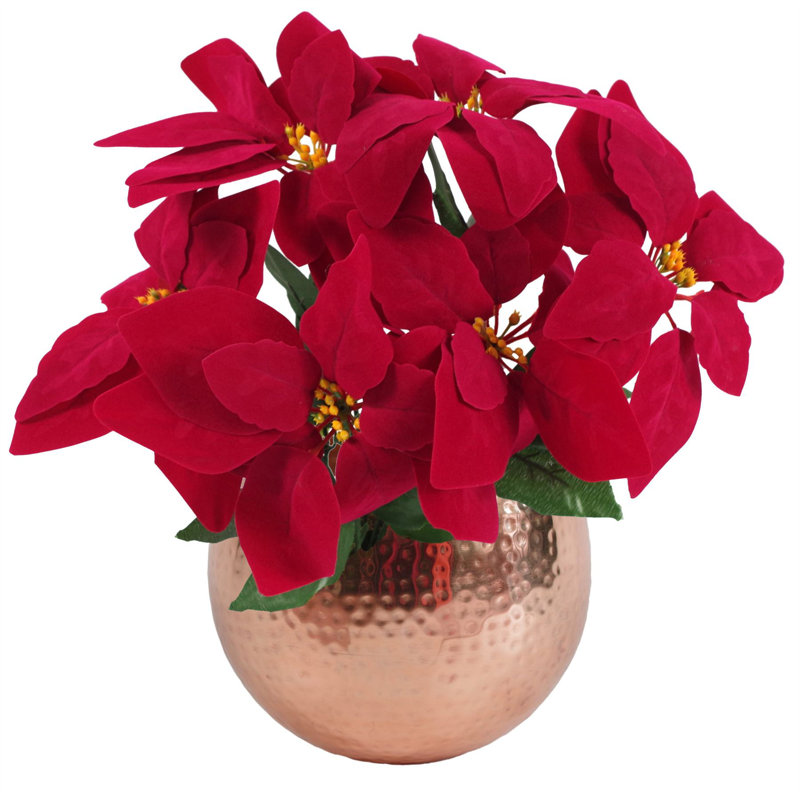 Plastic, Silk Artificial Arrangement in Pot, Copper