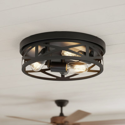Plafonnier 3 lumières en métal noir, plafonnier encastré ajouré géométrique, sans abat-jour, lampe IndustrialCage pour porche de salon de chambre à coucher, base E26