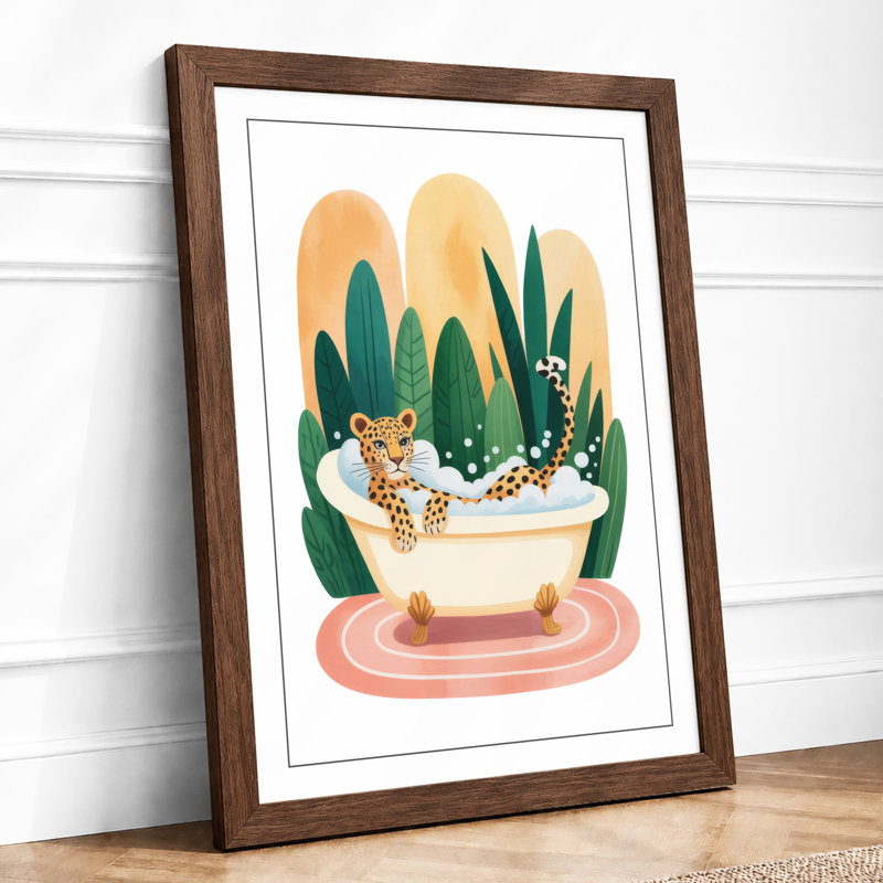 Leopard in Bloom Eclectic - Framed Print, Walnut, A3 - 42.0 x 29.7 cm