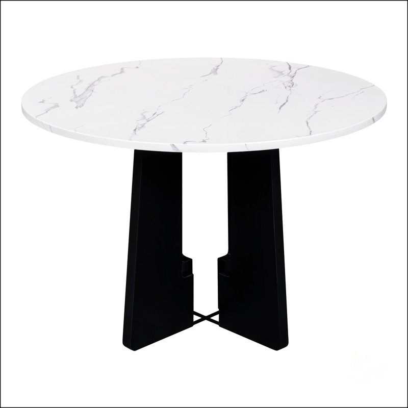 Table de salle à manger ronde, Blanc/Noir