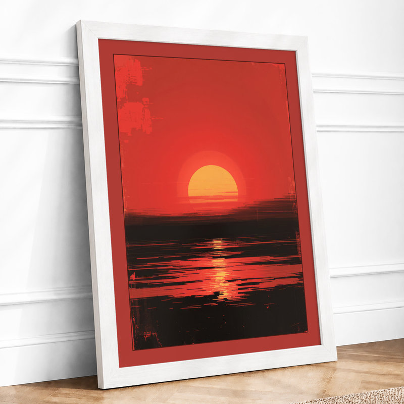 Sun on Water Modern - Framed Print, A4 - 29.7 x 21.0 cm, White