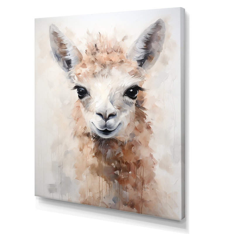 Minimalisme grunge Alpaca Portrait I - Alpaca, reproduction d'art sur toile, Toile tendue, H 40 po x l 30 po x P 1,5 po