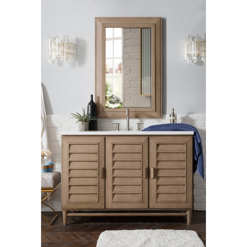 Portland 48'' W Single Vanity, Whitewashed Walnut, Lime Delight, Widespread