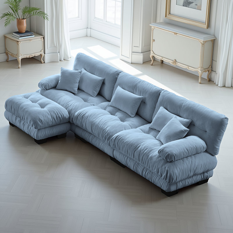 Luxury Modular Sectional Sofa - Oversized L-Shaped Cloud Couch with Ottoman, Chenille, Deep Seat Oversized Living Room Couch