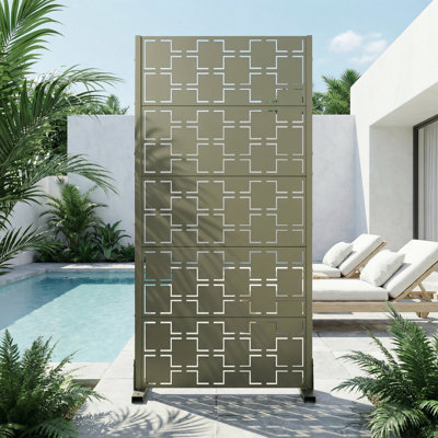 Metal Privacy Screen Fence Panel Square Pattern by Dovelina