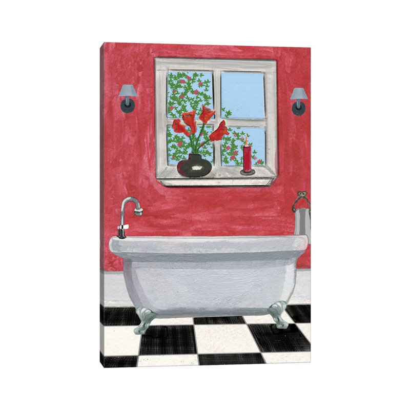Red Bathroom I by Martin James - Wrapped Canvas Gallery-Wrapped Canvas Giclée, 66.04 cm H x 45.72 cm W x 3.175 cm D