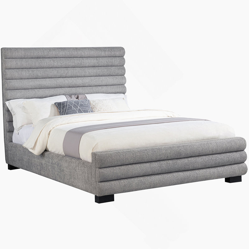 Grand lit tapissier gris
