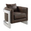 Fauteuil d'appoint espresso et cuir fleur espresso