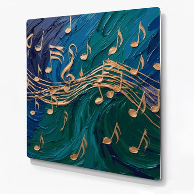 Music Melody and Rhythm Patterns Blue Metal Wall Art