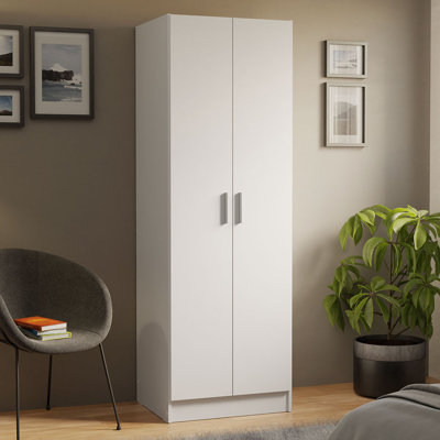 Wardrobe Storage Cabinet Armoire Closet with 2 Doors and 4 Utility Shelves 23 Inch Wooden Organization Unit for Bedroom by Latitude Run