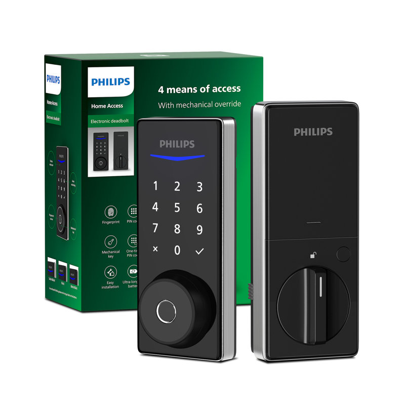 Fingerprint Keyed Electronic Smart Door Lock Deadbolt with Capacitive Touchpad, Satin Nickel