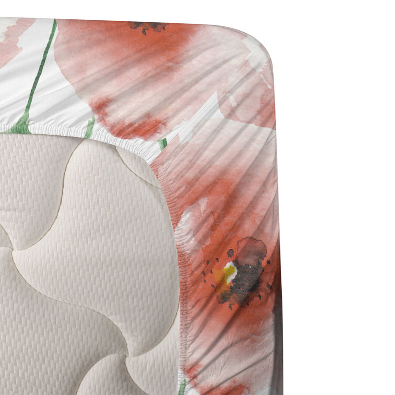 Microfiber Floral Sheet Set, California King Sheet Set + 2 Pillowcases, Beige/Gray Floral