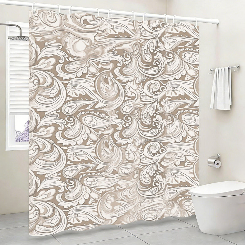Rideau de douche beige à motif cachemire classique 183 x 183 cm (72 x 72 po) pour salle de bain d'invités - Rafraîchissement
