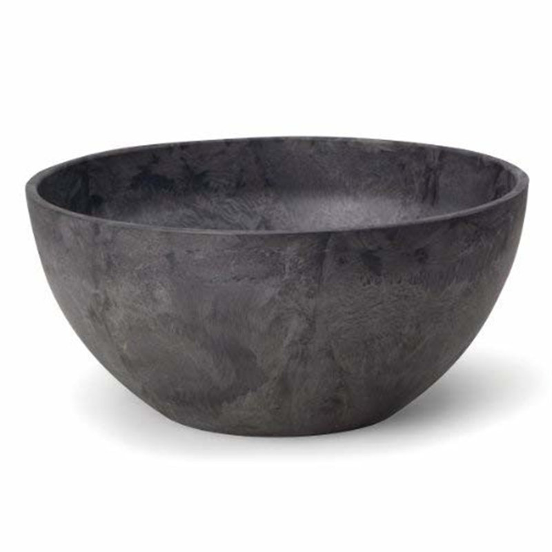 Percie Composite Natural Stone and Resin Pot Planter, 5.75" H x 6" W x 12" D, Black