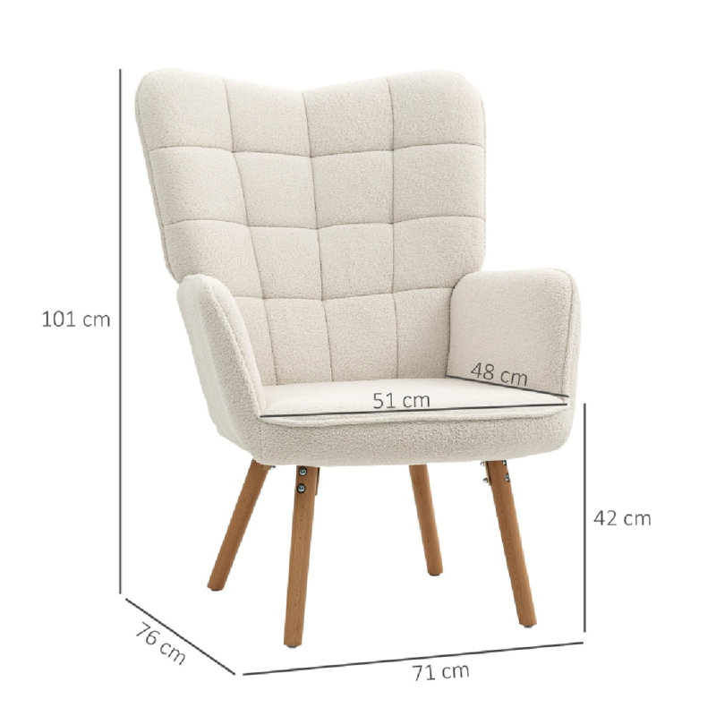 Upholstered Side Chair, Cream Teddy