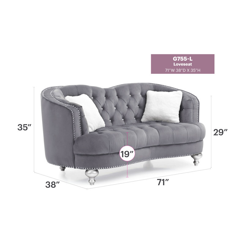 Charmante causeuse grise avec accoudoirs encastrés, Gris
